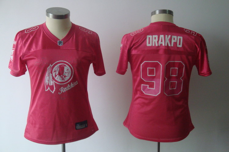 Redskins #98 Brian Orakpo Pink 2011 Women's Fem Fan Stitched NFL Jersey